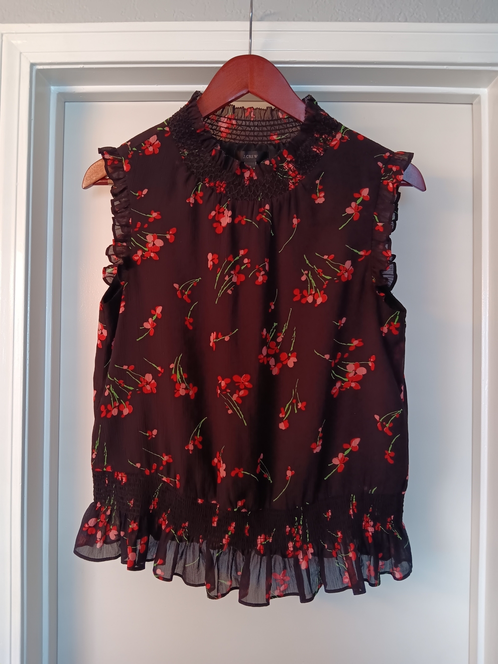 J.Crew Sleeveless Mockneck Top in Watercolor Floral Print Watercolor Floral Top